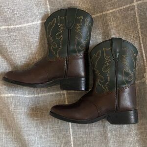 GUC size 6.5 Kids Brown and Dark Green Western Cowboy Boots